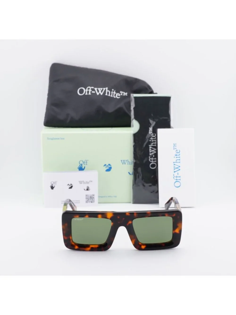 Off-White OERI049 LEONARDO 1605 Square Sunglasses – Havana / Green